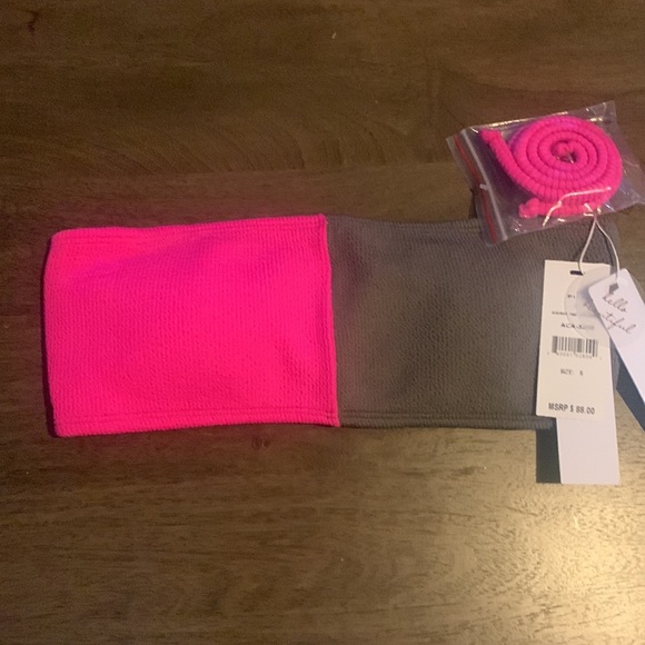 Pilyq Two Tone Color Block Bandeau Bikini Top - Picture 3 of 11